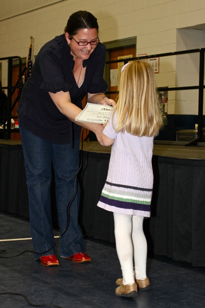 Receiving Award at the PTA Meeting
