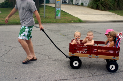 Little Kids in a Wagon